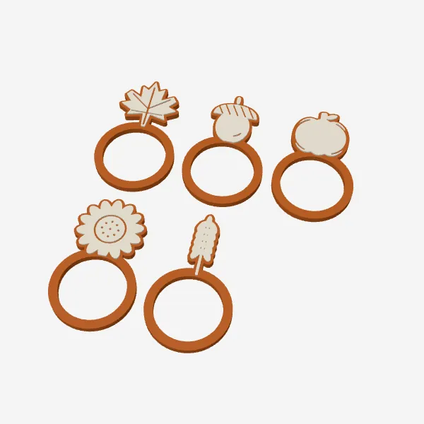 Autumn Napkin Rings – Leaf, Acorn & Pumpkin