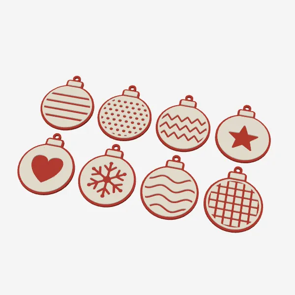 Christmas Bauble Ornaments – 8 Patterns, Flat Print