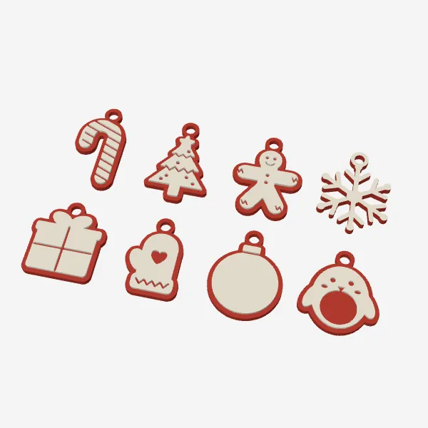 Christmas Keychain Charms – Set of 8 Mini Charms