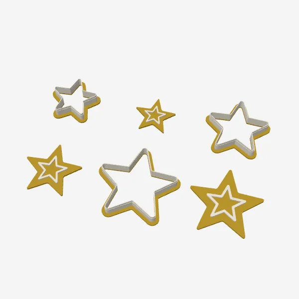 Star Cookie Cutter – 3 Sizes + Inner Star Stamp
