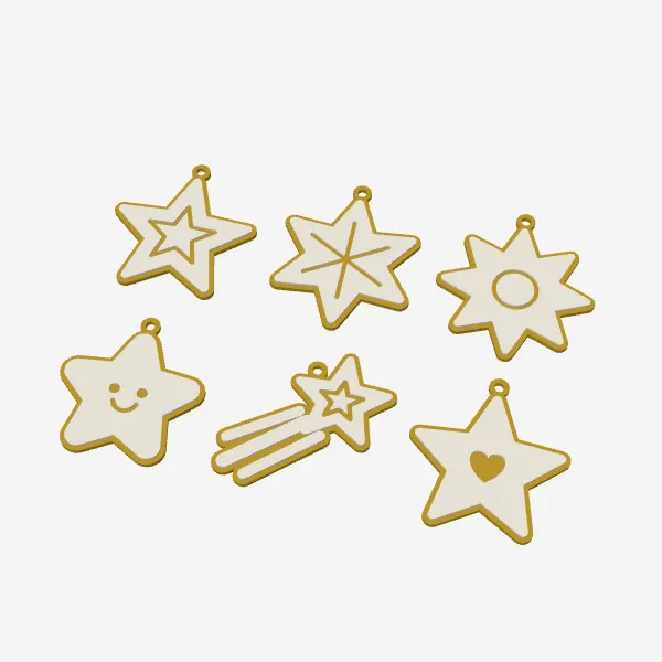 Christmas Star Ornaments – 6 Styles, Two-Colour