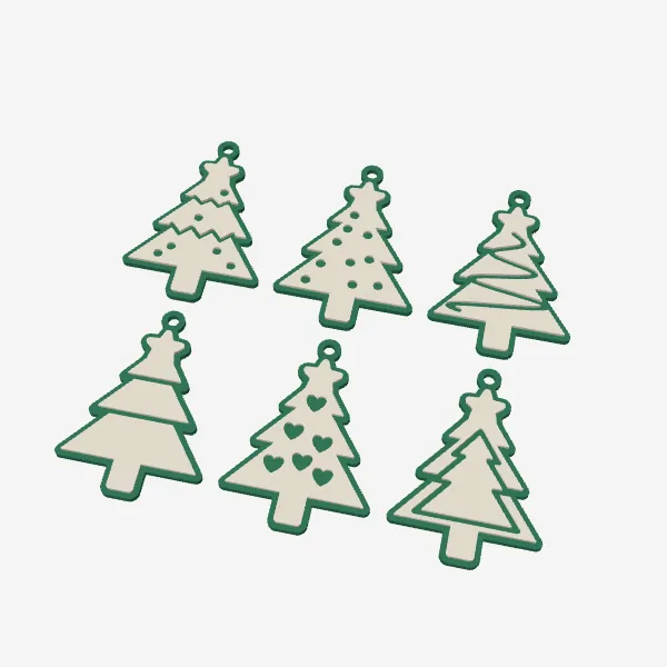 Christmas Tree Ornaments – 6 Decorated Trees