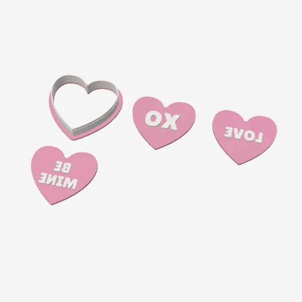 Conversation Heart Cookie Cutter + XO, LOVE & BE MINE Stamps