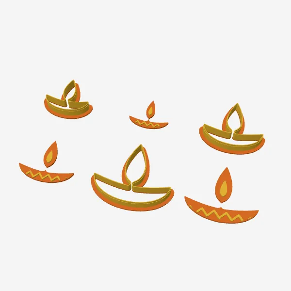 Diya Lamp Cookie Cutter – 3 Sizes + Stamp
