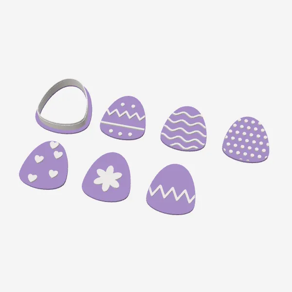 Easter Egg Cookie Cutter + 6 Pattern Stamps