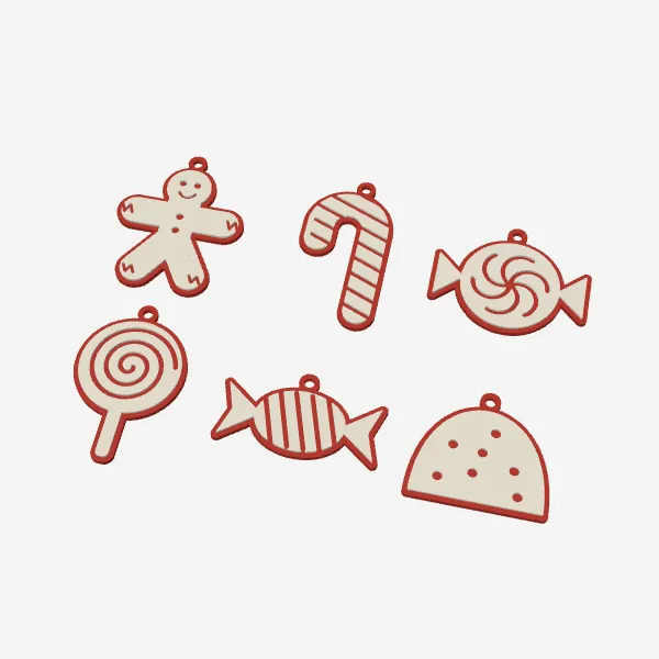 Gingerbread & Candy Ornaments – Set of 6