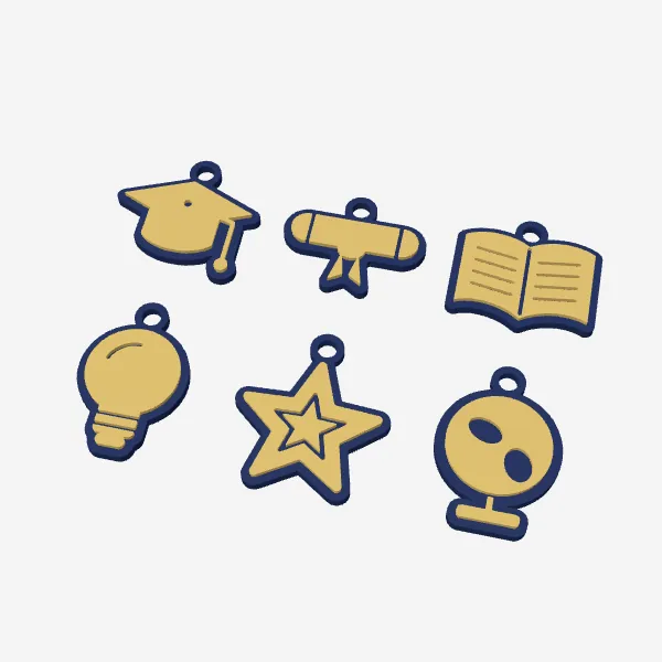 Graduation Keychain Charms – Cap, Diploma & Book