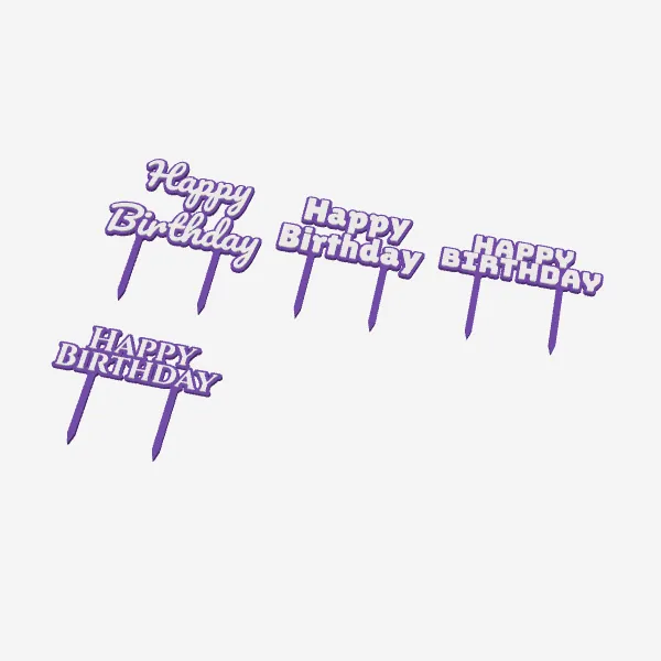 Happy Birthday Cake Toppers – 4 Fonts