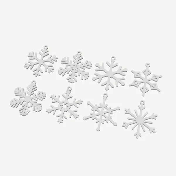 Lace Snowflake Ornaments – Set of 8, No Supports