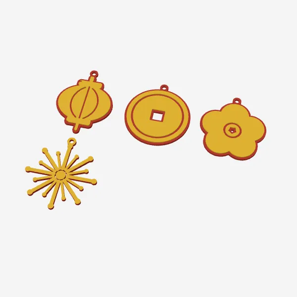Lunar New Year Decorations – Lantern, Coin & Blossom