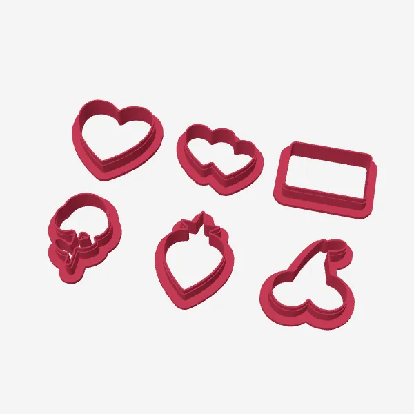 Mini Valentine's Cookie Cutters – Set of 6, 45 mm
