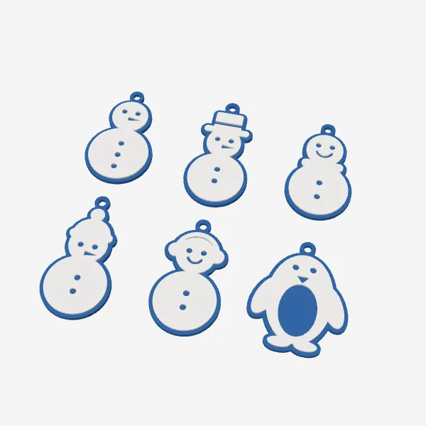 Snowman Ornaments – 5 Snowmen and a Penguin