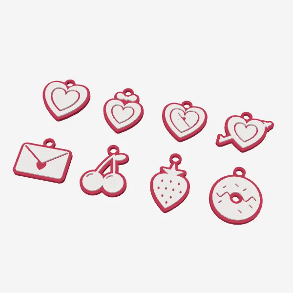 Valentine's Keychain Charms – Set of 8