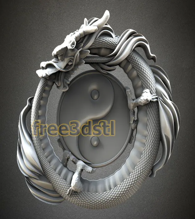 Yin Yang Dragon 3d